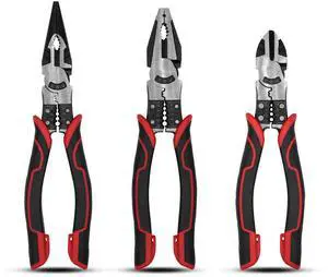 3Pcs Heavy Duty Pliers Set, 5 in 1 Linesman/Diagonal Side Cutting/Needle Nose Pliers with Wire Stripper,Crimper and Cutter Function 3Pcs Heavy Duty Pliers Set, 5 in 1 Linesman/Diagonal Side Cutting/Needle Nose Pliers with Wire Stripper,Crimper and Cutter Function