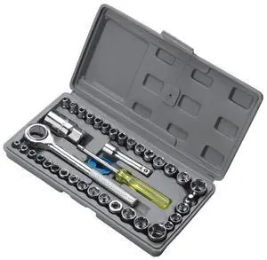 40-Piece 3/8-Inch Ratchet Socket Wrench Set with Storage Case, Includes 1/4-Inch & 3/8-Inch Drive SAE and Metric Sockets, Spinner Handle and Extension Bar for Auto Repair and Home Maintenance 40-Piece 3/8-Inch Ratchet Socket Wrench Set with Storage Case, Includes 1/4-Inch & 3/8-Inch Drive SAE and Metric Sockets, Spinner Handle and Extension Bar for Auto Repair and Home Maintenance