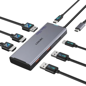 Docking Station 3 Monitors, 7 in 1 USB-C Docking Station with Dual HDMI 4K@60Hz & Single DisplayPort (8K@30Hz/ 4K@144Hz), 100W PD, 10Gbps 3X USB, USB C Hub Compatible with Dell/HP/Lenovo and More Docking Station 3 Monitors, 7 in 1 USB-C Docking Station with Dual HDMI 4K@60Hz & Single DisplayPort (8K@30Hz/ 4K@144Hz), 100W PD, 10Gbps 3X USB, USB C Hub Compatible with Dell/HP/Lenovo and More