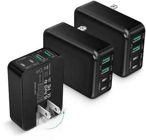 3-Pack USB C Fast Charger Block, 40W 4-Port Flat USB C Wall Charger | Foldable Type C Charger PD3.0 Power Adapter Multipor Flat USB Wall Plug Brick for iPhone 17/16/15/14, Samsung Galaxy, Tablet