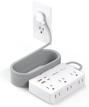 Surge Protector Power Strip, 15 Ft Cord Ultra Thin Flat Extension Cord with 6 Outlets 4 USB Ports(2 USB C), 1050J Flat Plug Power Strip for College Dorm Room Essentials Surge Protector Power Strip, 15 Ft Cord Ultra Thin Flat Extension Cord with 6 Outlets 4 USB Ports(2 USB C), 1050J Flat Plug Power Strip for College Dorm Room Essentials