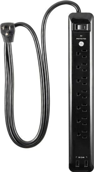 Sur Protector Power Strip with 2 USB Ports, 4 Ft Extension Cord 7 Outlet Extender, 1500 Joules, Flat Plug, Wall Mount, Circuit Breaker, UL Safety Listed, Black, 40482 Sur Protector Power Strip with 2 USB Ports, 4 Ft Extension Cord 7 Outlet Extender, 1500 Joules, Flat Plug, Wall Mount, Circuit Breaker, UL Safety Listed, Black, 40482