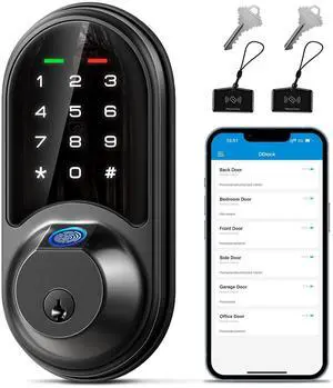RZ07 Smart Lock, Fingerprint Door Lock, 7-in-1 Keyless Entry with App Control, Electronic Touchscreen Keypad Deadbolt, Biometric Smart Locks for Front Door, Matte Black