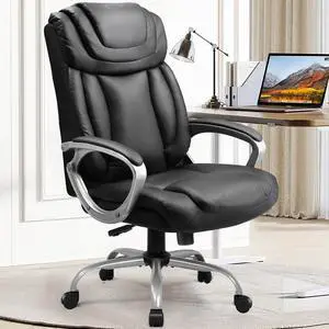 Ergonomic Office Chair Home Office Desk Chairs Comfy Back Support PU Leather Executive Office Chair with Wheels Headrest Padded Armrests Height Adjustable Tilt Swivel Rolling Reclining Seat