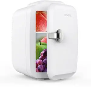 Mini Fridge, 4 Liter/6 Can Portable Cooler and Warmer Personal Refrigerator for Skin Care, Cosmetics, Beverage, Food,Great for Bedroom, Office, Car, Dorm, ETL Listed (White)