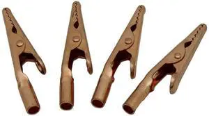 Solid Copper Alligator Clips 4pc 2-inch Crocodile Jaw Soldering Heat Sink & DIY Electronics Test Clip Wire Connector Rated for 10 Amps (10a) & Up To 10 ga (10 awg) Wire