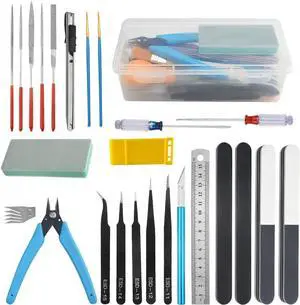 ProTechTrader 29 Piece Hobby Craft Model Tool and Paint Kit for Plastic Miniatures Gundam Painting Fixing Repairing