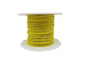 100ft 22 AWG Solid Copper Wire - UL1007 Rated Hook-Up Primary Power Wiring for Breadboards, DIY Electronics, and Prototypes With Yellow PVC Insulation - Plastic Spool