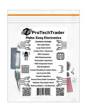 Make: Easy Electronics Component Pack - Learn Basic Electronics with no Tools for Easy Electronics by Charles Platt (Book Sold Separately) - STEM DIY Science Educational Make: Easy Electronics Component Pack - Learn Basic Electronics with no Tools for Easy Electronics by Charles Platt (Book Sold Separately) - STEM DIY Science Educational