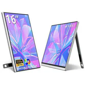 16 Inch Portable Monitor for Laptop, 1920x1200P Ultra-Slim FHD IPS 16:10 External Display, 100% sRGB Aluminum Stand, USB-C/Mini HDMI, Use for PC, Phone, Office (Silver)