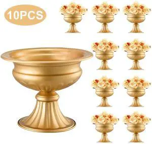 SIHAO 10PCS 16cm/6.3 Tall Wedding Flower Vase, Metal Wedding Tables Centerpiece, Gold Floral Stand Display Rack for Wedding Dinner Party, Anniversary Ceremony Birthday Event Decor