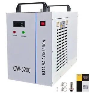 SIHAO 6L Industrial Water Chiller CW5200DG, 1400W 0.93HP Water Cooling System for CO2 130 to 150W Laser Engraving & Cutting, Cools 5200 BTU/Hour