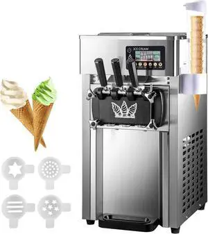 SIHAO 1200W Commercial Ice Cream Machine Countertop 18L/H Soft Serve Ice Cream Maker with LED Display