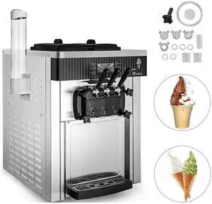 2200W Commercial Ice Cream Machine Countertop 20-28L/H Soft Serve Maker with LED Display