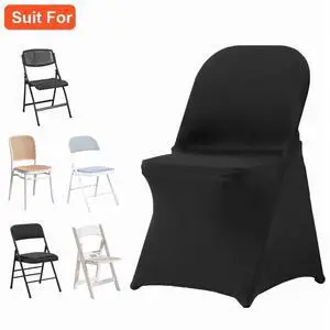 SIHAO 30PCS Universal Stretch Spandex Chair Covers Folding Chair Protective Slipcovers for Wedding Holiday Banquet Party Celebration Dining (Black)