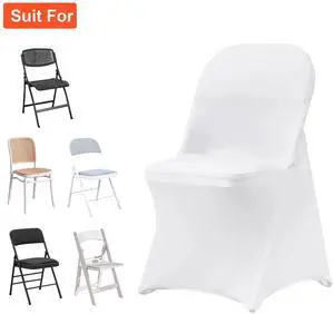 SIAHO 100PCS Universal Stretch Spandex Chair Covers Folding Chair Protective Slipcovers for Wedding Holiday Banquet Party Celebration Dining(White)