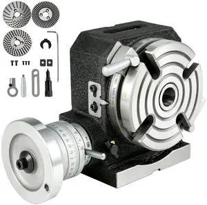 SIHAO Rotary Table 4"(100mm) Horizontal Vertical Milling Table 4-Slot Milling Rotary Table MT-2 Rotary Table for Milling with Indexing Plate Set for Precision Milling Drilling