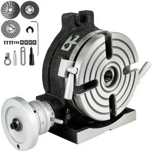 SIHAO Rotary Table 6"(150mm) Horizontal Vertical Milling Table 4-Slot Milling Rotary Table MT-2 Rotary Table for Milling with Indexing Plate Set for Precision Milling Drilling
