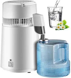 SIHAO Water Distiller, 4L/1.1Gal Distilled Water Machine, 750W Pure Water Distilling w/BPA Free Plastic Container, Countertop Distilled Water Maker, White