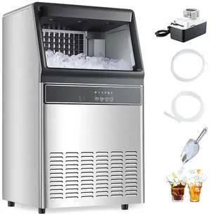 SIHAO Commercial Ice Maker Machine, 110lbs/24H Stainless Steel Under Counter ice Machine 50 Ice Cubes, Freestanding Ice Maker