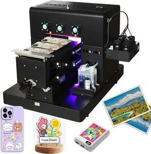 SIHAO UV Flatbed Printer, A4 L805 UV Printer High Resolution 2880 * 1440dpi, Small UV Printer Machine for Phone Case Acrylic Metal Leather Photo ABS