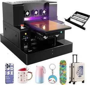 SIHAO L805 UV Flatbed Printer Machine, Higher Resolution 2880 x1440dpi, UV DTF Printer Machine with Bottle Holder for Phone Case Glass Cups Stickers (A4 UV L1805)