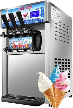 SIHAO Commercial Soft Serve Ice Cream Maker 18L/H 1200W LCD 3 Flavors SIHAO Commercial Soft Serve Ice Cream Maker 18L/H 1200W LCD 3 Flavors