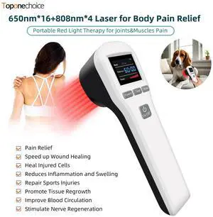 Toponechoice Red Light Laser Therapy Cold Laser Treatment for Dogs 650nm+808nm Relief Pain