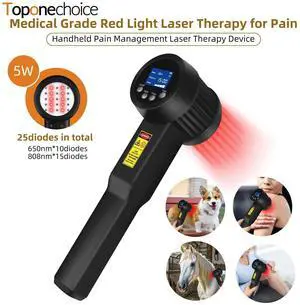 Toponechoice 5W  Best Hand Held Cold Laser For Therapy For Dogs 650nm*10+808nm*15 For Menstrual Pain Relief, Pulled Hamstring Treatment