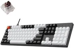 C2 Full Size 104 Keys Wired Mechanical Gaming Keyboard for Mac Layout, Gateron G Pro Brown Switch/White LED Backlight/Double Shot ABS Keycaps/USB C Computer Keyboard for Windows Laptop