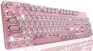 TK950 Typewriter Keyboard Wireless Mechanical Keyboard, 104 Keys Aesthetic Typewriter Keyboards with White Backlit, Anti-Ghosting, Blue Switch Bluetooth/2.4GHz/Wired Keyboards-Pink TK950 Typewriter Keyboard Wireless Mechanical Keyboard, 104 Keys Aesthetic Typewriter Keyboards with White Backlit, Anti-Ghosting, Blue Switch Bluetooth/2.4GHz/Wired Keyboards-Pink