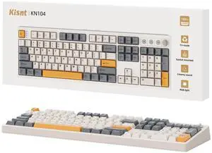 Wireless Mechanical Keyboard,104 Keys 100% Full Size with Number Pad,Gasket Mounted Creamy Sound,Hot Swappable,Knob& Media Keys,Bluetooth/2.4GHz/USB-C for Gaming/Typing/Win/Mac/PC (Retro Beige)
