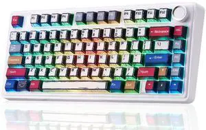 F75 Wireless Mechanical Keyboard,Creamy Keyboard with RGB Backlit Hot Swappable, 81 Keys 75% Layout Gaming Keyboard, Bluetooth/2.4GHz/Type-C, Creamy Sounding - Reaper Switches