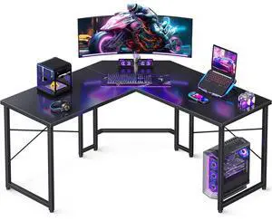 L Shaped Gaming Desk, Corner Desk Gaming Table for Home Office, Computer Desk Sturdy Writing Workstation for Small Space, Easy to Assemble, 51 inch, Carbon Fiber Surface, Black L Shaped Gaming Desk, Corner Desk Gaming Table for Home Office, Computer Desk Sturdy Writing Workstation for Small Space, Easy to Assemble, 51 inch, Carbon Fiber Surface, Black