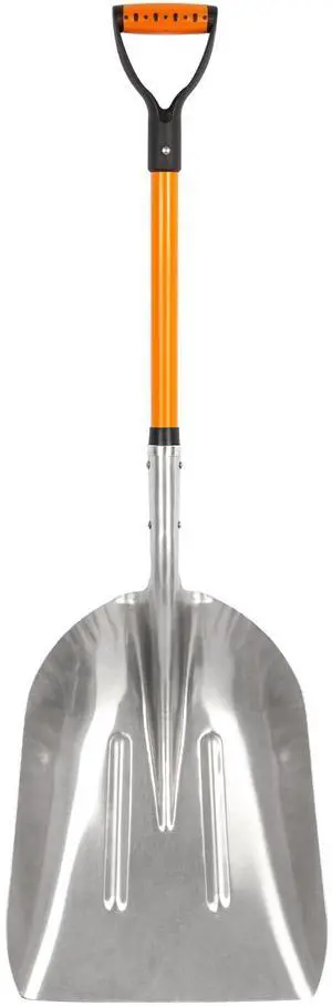 Aluminum Snow Shovel with D Handle Metal Snow Shovel for Driveway 45Inches 3.7 Pounds Transfer Shovel Shovel for Gardening, Orange