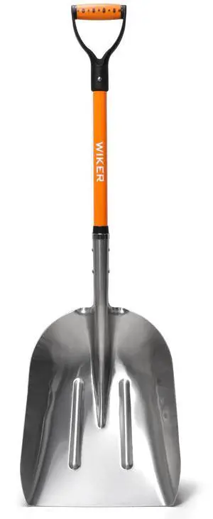 Aluminum Snow Shovel for Driveway, 45-Inch Large Capacity Blade, 3.5lbs Lightweight with Fiberglass D-Grip Handle, Heavy Duty Metal Snow Removal Tool for Home and Garden