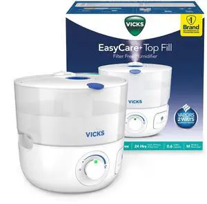 EasyCare Plus Top Fill Filter-Free Cool Mist Humidifier, Small RoomFor Vapors 2 Ways Works with  VapoPads and VapoSteam, White