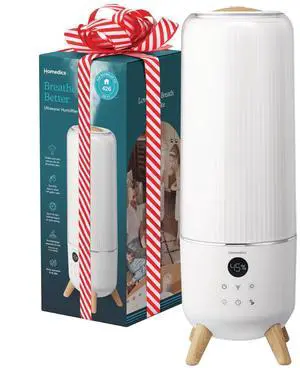 Ultrasonic Humidifier - Large Deluxe Air Humidifiers for Bedroom, Plants, Office - Top-Fill 1.47-Gallon Tank, Cool Mist, Essential Oil Pads and Built-In Timer, 3 Speed Settings, White