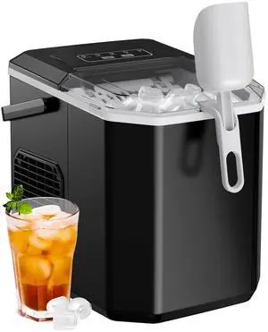 Ice Maker Countertop, Portable Ice Machine with Carry Handle, Self-Cleaning Ice Makers with Basket and Scoop, 9 Cubes in 6 Mins, 26 lbs per Day, Ideal for Home, Kitchen, Camping, RV