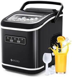 Countertop Ice Maker, Portable, Self-Cleaning, 9 Bullet Ice Cubes in 6 Mins, 26lbs/24Hrs, Ice Maker Machine with Ice Bags, Handle, Standing Scoop and Basket, Black