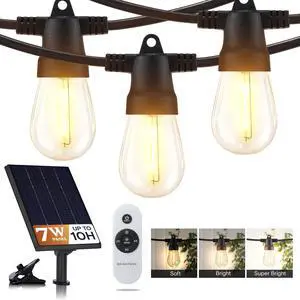 104 (52x2) FT Ambience Pro Solar Powered Outdoor LED String Lights - Waterproof Remote Control Lights - 32 Bulbs, 7W Solar Powered Soft White Light for Camping, Patio, Garden 104 (52x2) FT Ambience Pro Solar Powered Outdoor LED String Lights - Waterproof Remote Control Lights - 32 Bulbs, 7W Solar Powered Soft White Light for Camping, Patio, Garden
