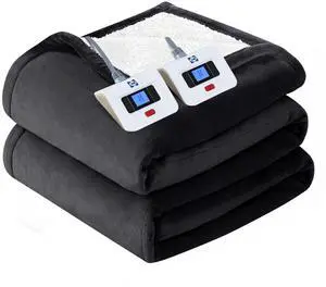 Electric Blanket Queen Size, Flannel & Sherpa Heated Blanket with 10 Heating Levels & 1-12 Hours Auto Shut Off, Machine Washable, Grey, 84 x 90 Inch Electric Blanket Queen Size, Flannel & Sherpa Heated Blanket with 10 Heating Levels & 1-12 Hours Auto Shut Off, Machine Washable, Grey, 84 x 90 Inch