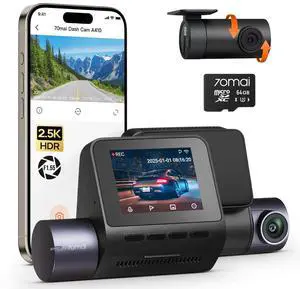 Dash Cam Front and Rear - 2.5K+1080P Dual Dash Camera with HDR, Super Night Vision, F1.55 Aperture, 24H Parking Mode, Built-in Wi-Fi & GPS, G-Sensor, Loop Recording, 64GB Card Included (A410) Dash Cam Front and Rear - 2.5K+1080P Dual Dash Camera with HDR, Super Night Vision, F1.55 Aperture, 24H Parking Mode, Built-in Wi-Fi & GPS, G-Sensor, Loop Recording, 64GB Card Included (A410)