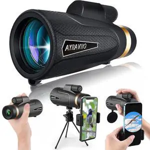 Birthday Gifts for Men Dad Husband Him, 12x60 Monocular Telescope with Smartphone Holder & Upgraded Tripod, High Powered SMC & BAK4 Scope, Gifts for Christmas, Outdoors Hiking Gifts