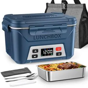 Cordless Electric Lunch Box for Adults,5.5 Cups Rechargeable Self Heating Lunch Box-Automatic Heating,Food Warmer with Memory Function & Automatic Keep Warm,Perfect for Work and Trip(Blue)