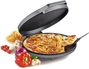 Pizza Maker Plus, 12" Indoor Electric Grill, Nonstick Griddle Pan for Pizzas, Quesadillas, Tortillas, Nachos and more, 12" Electric Griddle for Delicious Meals and Snacks, Silver