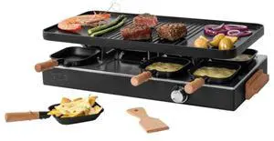 Raclette Grill Party  Electric Raclette Machine, Raclette Table Grill  Raclette grill for 8 persons - PFAS-Free Ceramic Plate  Reversible Aluminum Griddle