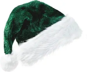 Tanvia Velvet Plush Santa Hat for Men Women - Plush Unisex Christmas Hat for Xmas, New Year Parties & Holiday Decor Dark Green