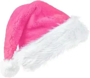 Tanvia Velvet Plush Santa Hat for Men Women - Plush Unisex Christmas Hat for Xmas, New Year Parties & Holiday Decor Pink