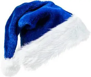 Tanvia Velvet Plush Santa Hat for Men Women - Plush Unisex Christmas Hat for Xmas, New Year Parties & Holiday Decor Blue
